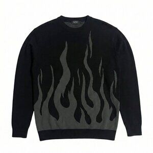 BooHooman Black with grey flames knit sweater #flamesweater